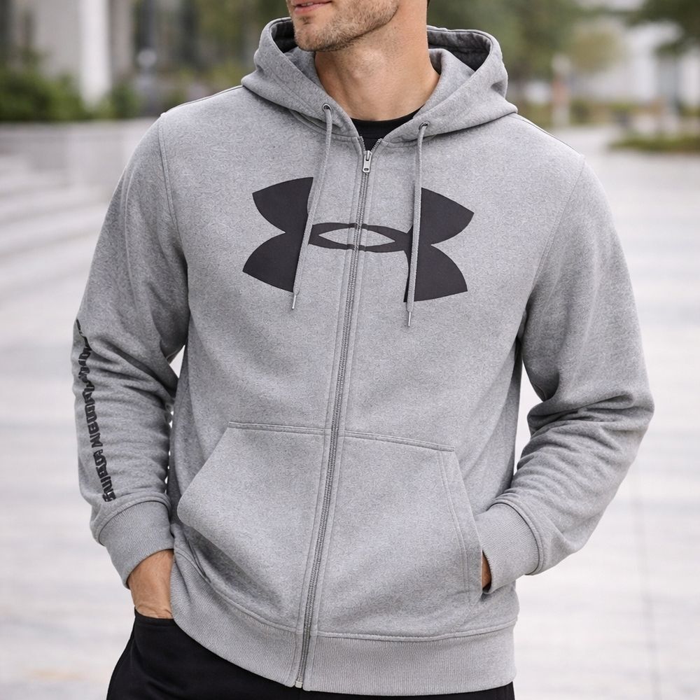 Under Armour Gray Full Zip Hoodie XL Athletic Casual Zip Up Jacket Activewear At